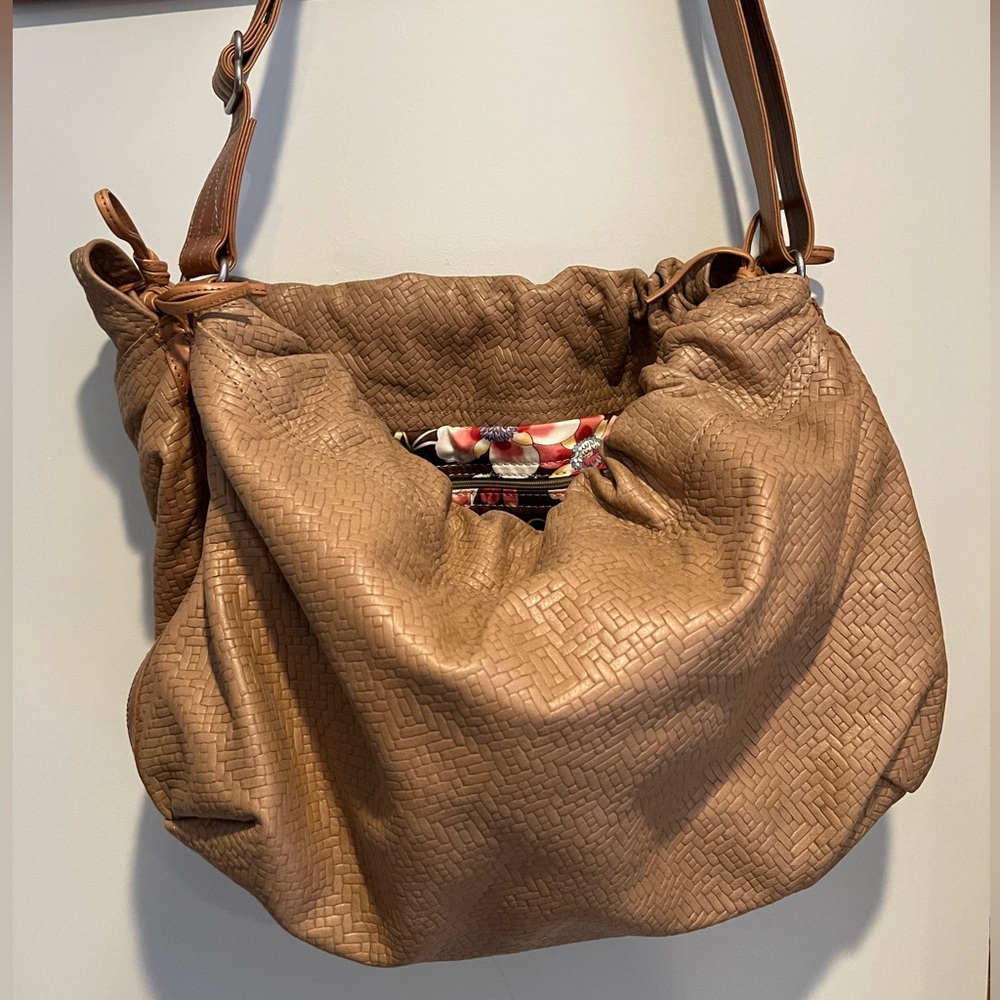 Rough and Tumble Woven Saddle Truffle Cinch Top Bag Custom Lining
